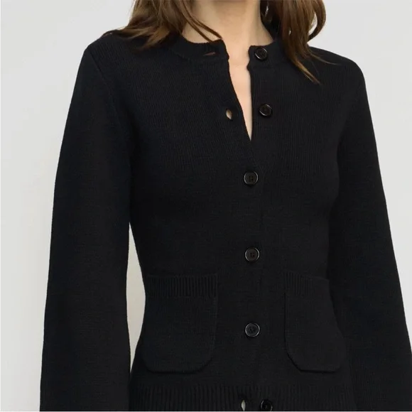 Modern Citizen Eames Organic Cotton-Wool Black Minimalist Cardigan Sweater M - Picture 7 of 14